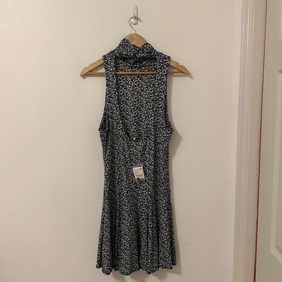 NWT Free People Check It Mini Dress in Black Floral Combo | Size Large - Picture 6 of 12